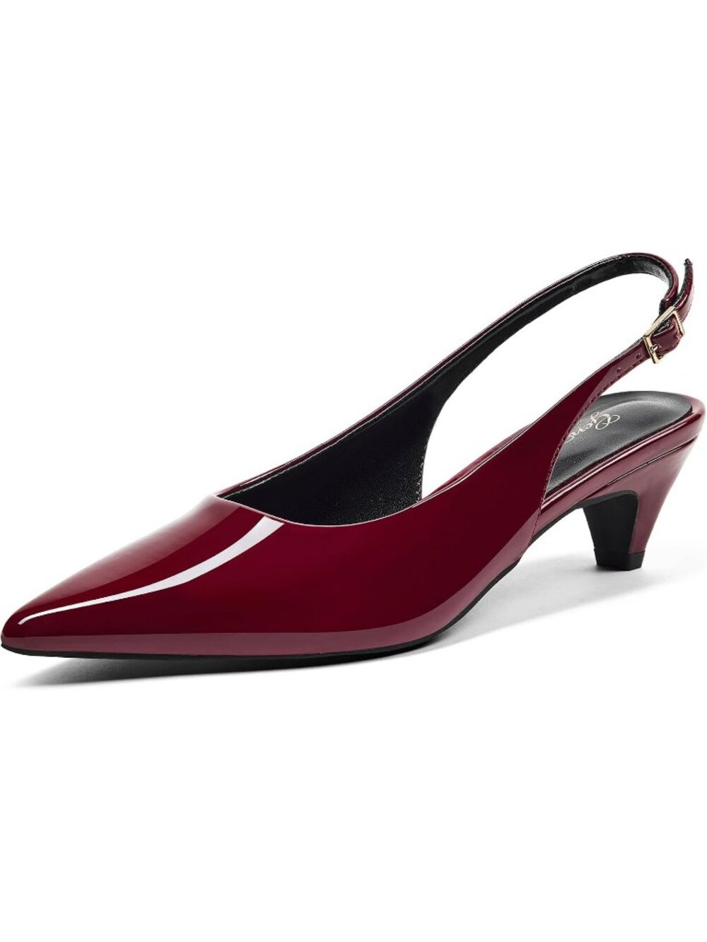 Women's Burgundy Slingback Pump Pointed Closed Toe Elegant Low Kitten Heel Shoes